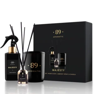 Aromatic89 Rinkinys: Namų kvapas, purškiamas namų kvapas ir sojų vaško žvakė
